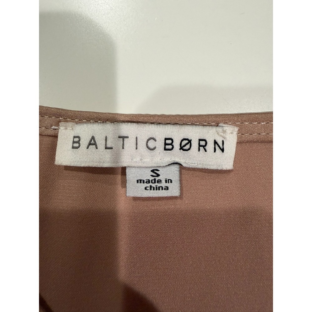 Baltic Born Katya High-Low Wrap Dress Champagne Taupe Satin DD2222 Small - Picture 4 of 11